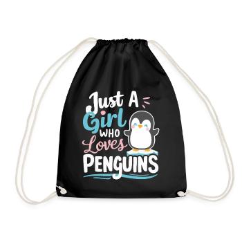 Pinguin Pinguine Tier - Turnbeutel - Schwarz - Vorne