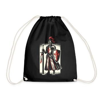 Deus Vult Kreuzritter Tempelritter Mittelalter - Turnbeutel - Schwarz - Vorne