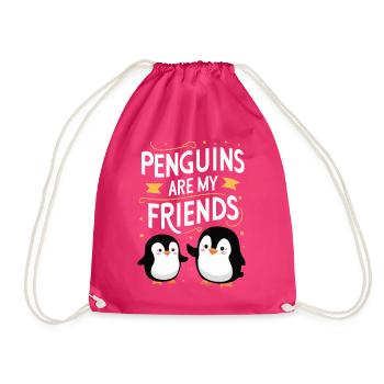 Pinguin Pinguine Tier - Turnbeutel - Fuchsia - Vorne