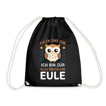 Night Owl, Owl, Owl, Bird - Drawstring Bag - black - Front