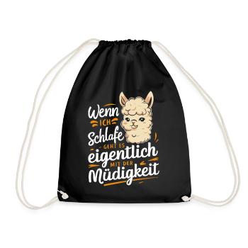 Alpaca Llama Alpacas Animal - Drawstring Bag - black - Front