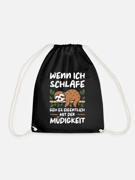 Faultier Faultiere Tier Schlafen Faul - Turnbeutel - Schwarz