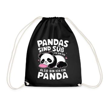 Panda Panda Bear Pandas - Drawstring Bag - black - Front