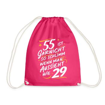 Geburtstagsgeschenk 55 Jahre Geburtstagskind - Turnbeutel - Fuchsia - Vorne