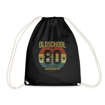 October 1980 - Birthday in October Oldschool - Drawstring Bag - black - Front