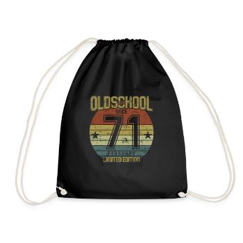 February 1971 - Birthday in February Oldschool - Drawstring Bag - black - Front