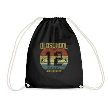 February 2012 - Birthday in February Oldschool - Drawstring Bag - black - Front
