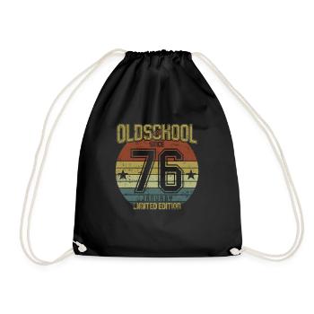 January 1976 - Geburtstag im Januar Oldschool - Turnbeutel - Schwarz - Vorne