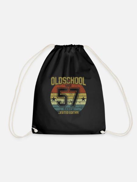 March 1957 - Geburtstag im März Oldschool - Turnbeutel - Schwarz