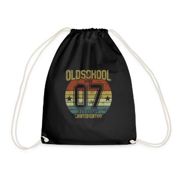 February 2007 - Birthday in February Oldschool - Drawstring Bag - black - Front