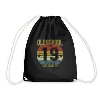 October 2019 - Geburtstag im Oktober Oldschool - Turnbeutel - Schwarz - Vorne