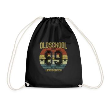 June 1989 - Geburtstag im Juni Oldschool - Turnbeutel - Schwarz - Vorne
