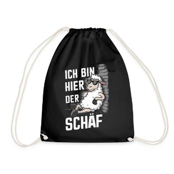 sheep, flock of sheep, farm, farmer, shepherd - Drawstring Bag - black - Front