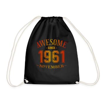 November 1961 - Geburtstag im November Awesome - Turnbeutel - Schwarz - Vorne