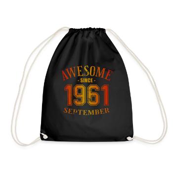 September 1961 - Geburtstag im September Awesome - Turnbeutel - Schwarz - Vorne