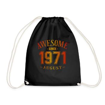 August 1971 - Geburtstag im August Awesome - Turnbeutel - Schwarz - Vorne
