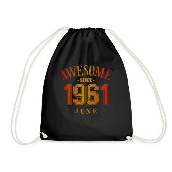 June 1961 - Geburtstag im Juni Awesome - Turnbeutel - Schwarz - Vorne