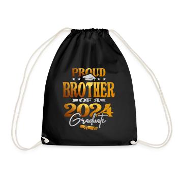 Proud Brother of a 2024 Graduate Class of 2024 - Drawstring Bag - black - Front