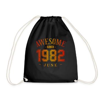 June 1982 - Birthday in June Awesome - Drawstring Bag - black - Front