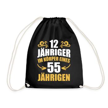 Geburtstagsgeschenk 55 Jahre Geburtstagskind - Turnbeutel - Schwarz - Vorne
