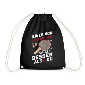 Tischtennis Tischtennisspieler - Turnbeutel - Schwarz - Vorne