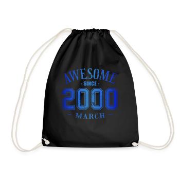 March 2000 - Birthday in March Awesome - Drawstring Bag - black - Front