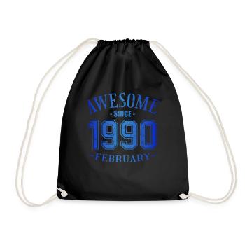 February 1990 - Geburtstag im Februar Awesome - Turnbeutel - Schwarz - Vorne