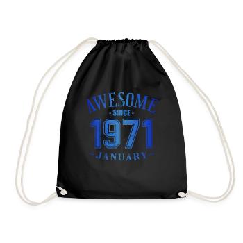 January 1971 - Geburtstag im Januar Awesome - Turnbeutel - Schwarz - Vorne