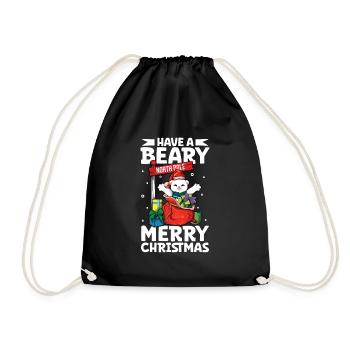 Passez un joyeux Noël avec un ours - Ours de Noël - Sac de sport léger - noir - Devant