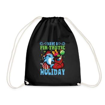 Have a fin-tastic holiday - Weihnachten Delfin - Turnbeutel - Schwarz - Vorne