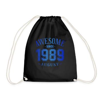 August 1989 - Geburtstag im August Awesome - Turnbeutel - Schwarz - Vorne