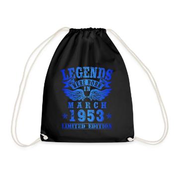 Legends were born in March 1953 Birthday - Drawstring Bag - black - Front