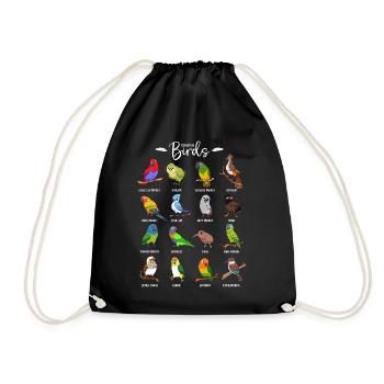 Lots of colorful birds - Drawstring Bag - black - Front