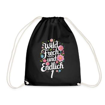 Birthday gift 1 year children's birthday - Drawstring Bag - black - Front