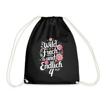 Birthday gift 4 years children's birthday - Drawstring Bag - black - Front