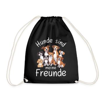 Hund Hunde Haustier Lustige Sprüche - Turnbeutel - Schwarz - Vorne