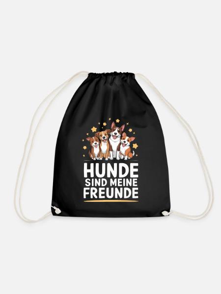 Hund Hunde Haustier Lustige Sprüche - Turnbeutel - Schwarz