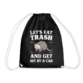 Opossum Possum Animal - Drawstring Bag - black - Front