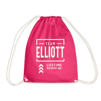 Team Elliott Lifetime Member Funny Name Elliott - Drawstring Bag - fuchsia - Front