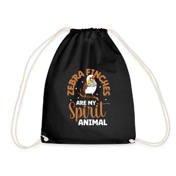 Favourite animal - Zebra finch - Drawstring Bag - black - Front