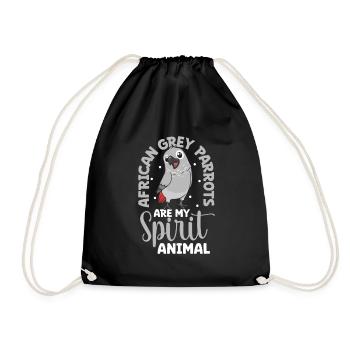 Favourite animal - African grey parrot - Drawstring Bag - black - Front