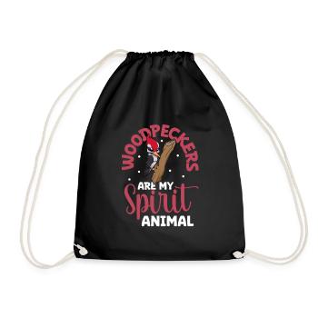 Favorite animal - Woodpecker - Drawstring Bag - black - Front