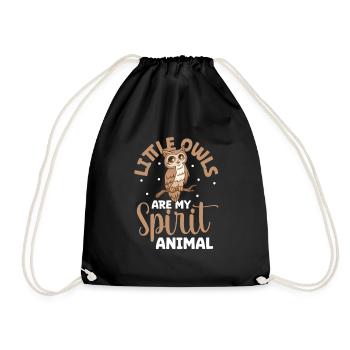 Favorite animal - Little Owl - Drawstring Bag - black - Front