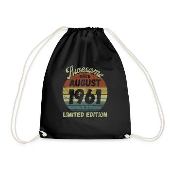 Awesome since August 1961 - Geburtstag - Turnbeutel - Schwarz - Vorne