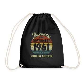 Awesome since September 1961 - Geburtstag - Turnbeutel - Schwarz - Vorne