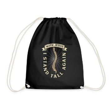 With Jesus I Stand Upright - Back Surgery - Drawstring Bag - black - Front