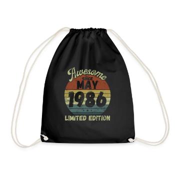 Awesome since May 1986 - Geburtstag - Turnbeutel - Schwarz - Vorne