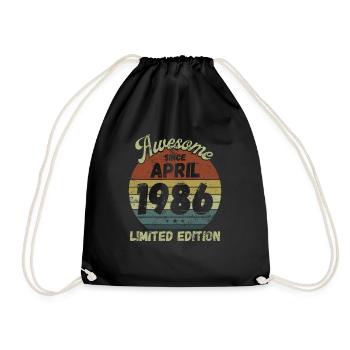 Awesome since April 1986 - Geburtstag - Turnbeutel - Schwarz - Vorne