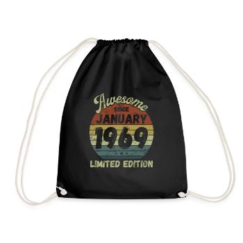 Génial depuis janvier 1969 - Anniversaire - Sac de sport léger - noir - Devant