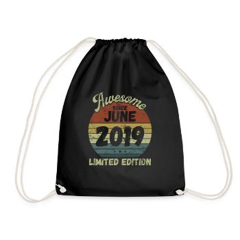 Awesome since June 2019 - Geburtstag - Turnbeutel - Schwarz - Vorne